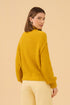 Blusa Manga Longa Gola Alta Em Tricot Amarelo Sol